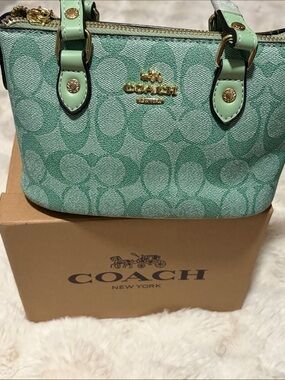 Mint Green Signature Mini Shoulder Bag with Gold Hardware